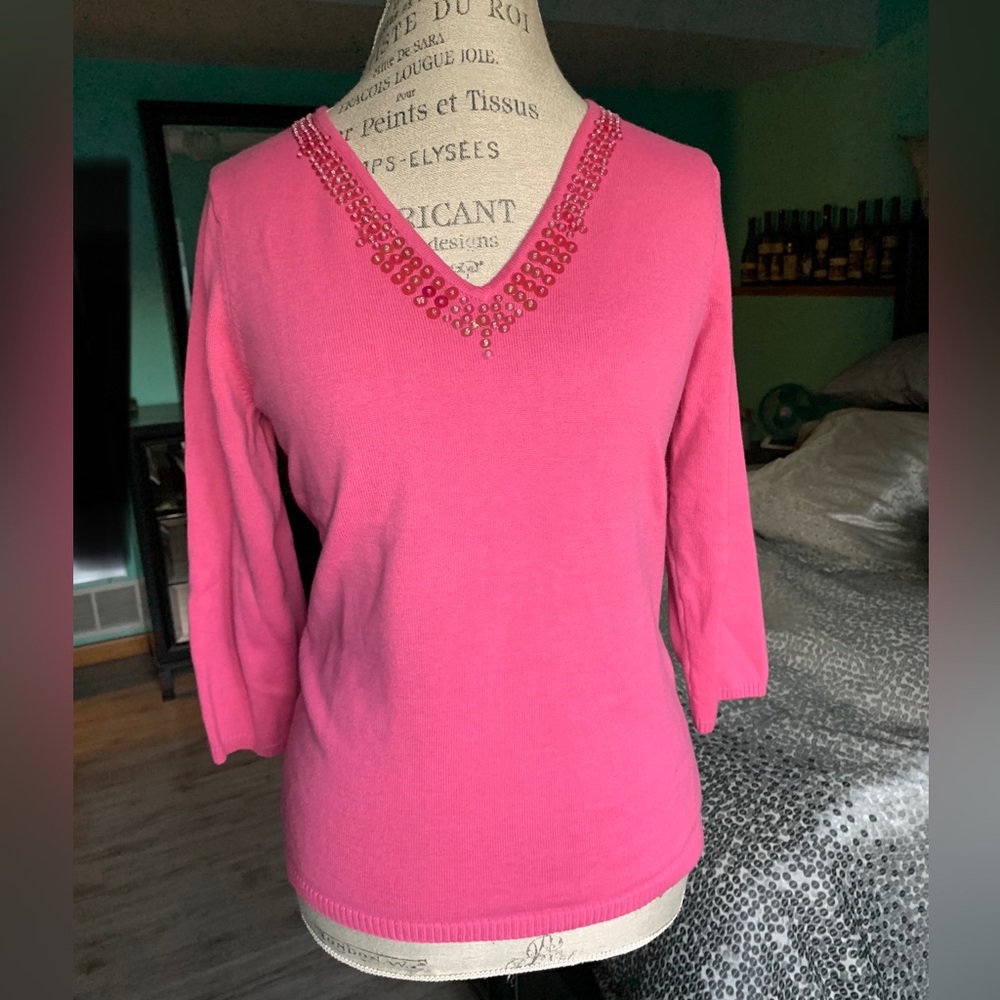 World Republic Clothing Co. 3/4 sleeve sparkly pink shirt size L